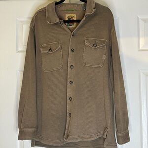 Vintage Tommy Bahama Brown Ribbed Button Down Shirt Men’s M | 90s Fish Tag